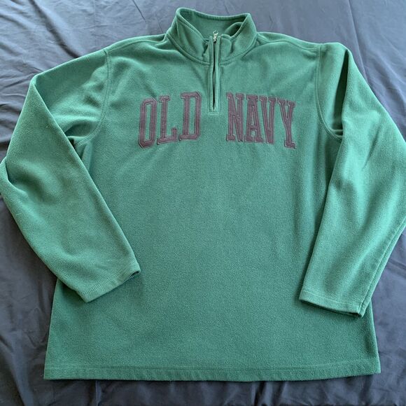 Old Navy Performance Fleece Pullover Quarter Zip Teal Black Logo XL Gorpcore - Picture 1 of 9